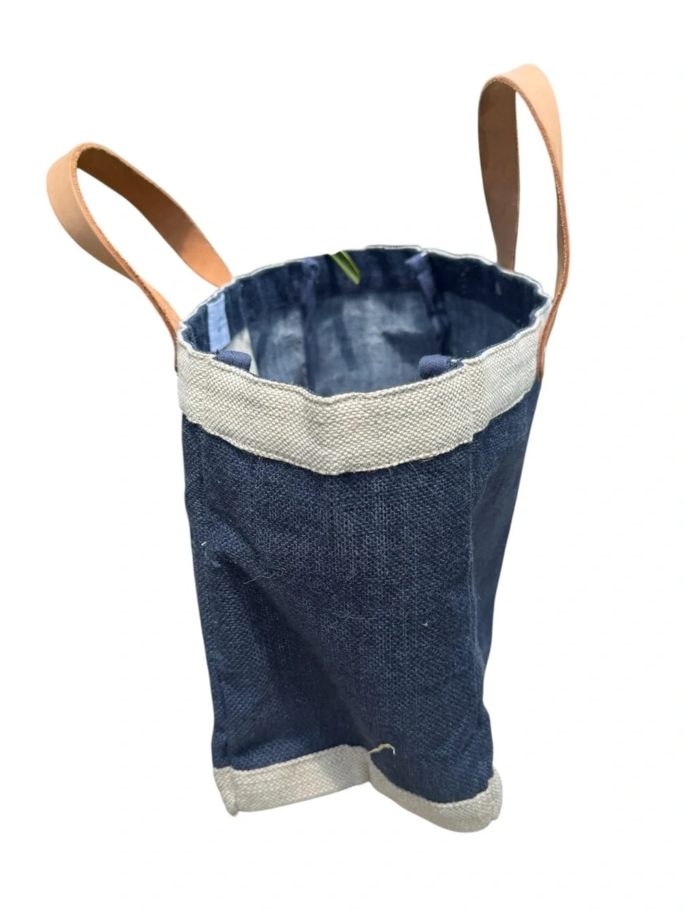 Apolis The Breakers Palm Beach Navy Jute Leather Tote Coastal Resort Beach Bag